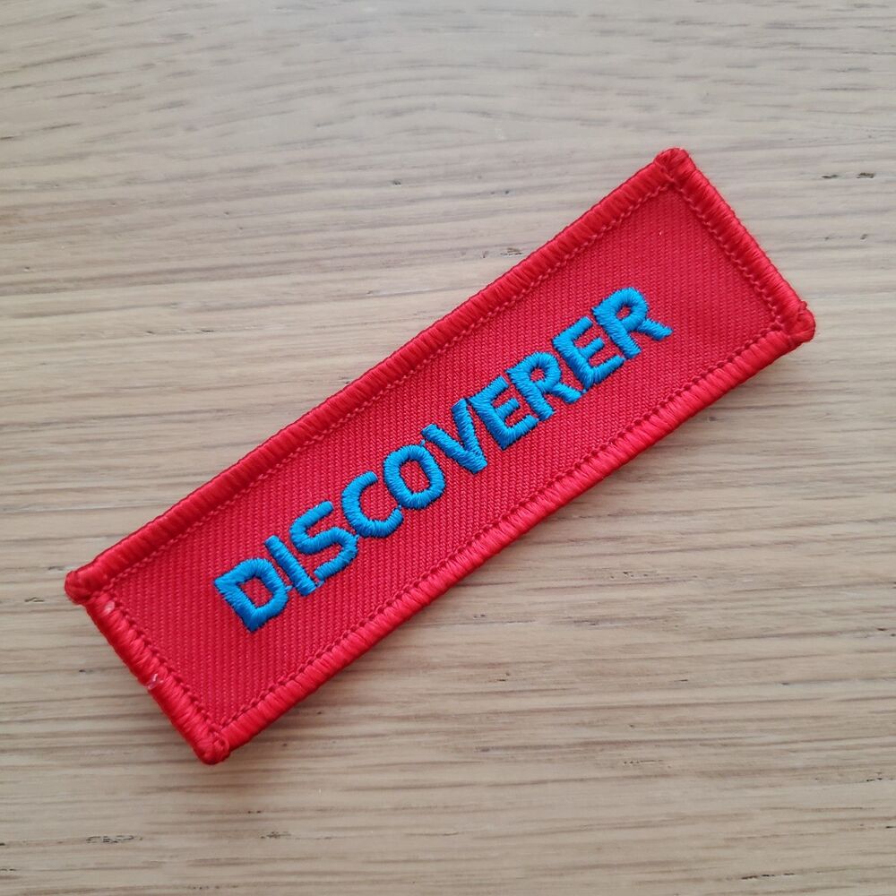 Vintage 90s Girl Scout Discoverer Red Blue Patch